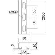 OBO Bettermann - Stiel/Profilschiene Montageschiene MS5030P2000A2 − 2 Meter