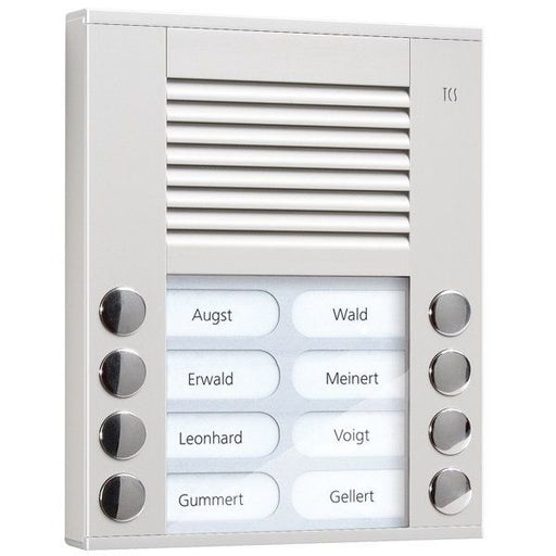 TCS Tür Control - Türstation für Türkommunikation Audioaußenstation 2-reihig PES08-EN/04 8 Tasten AP silber − 1 Stück
