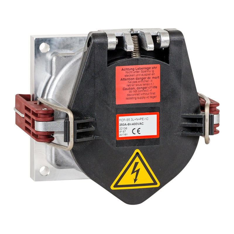 Walther Werke - Hochstrom-Rundsteckvorrichtung CEE Hochstrom Anbaudose 4B9406 gerade 250A4P6h IP67 − 1 Stück
