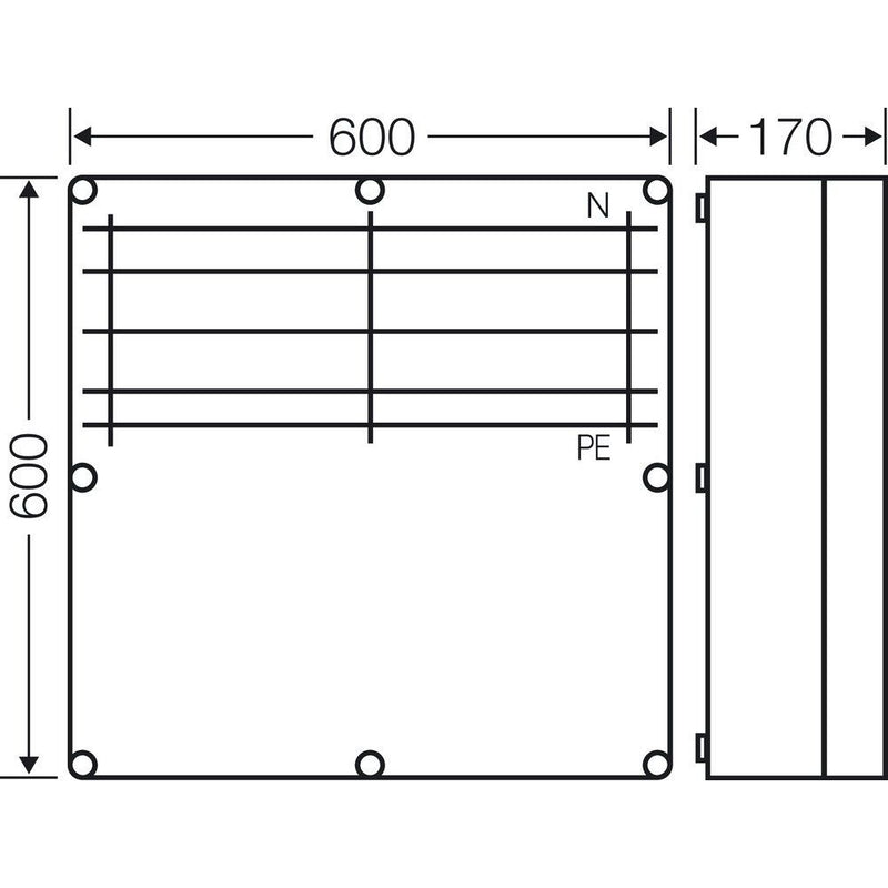 Hensel - Sammelschienengehäuse Mi-Sammelschienengehäuse Mi 6855 600x600mm 400A 5pol