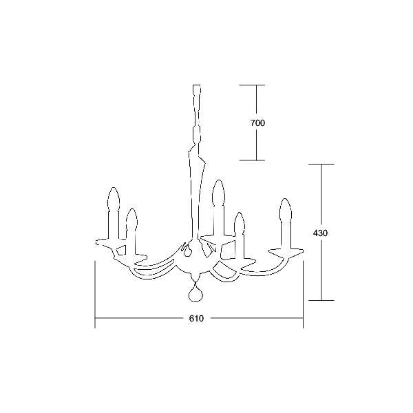 Brumberg Leuchten - Pendelleuchte Krone Bahia 00859025 5Lp., schwarzchrom