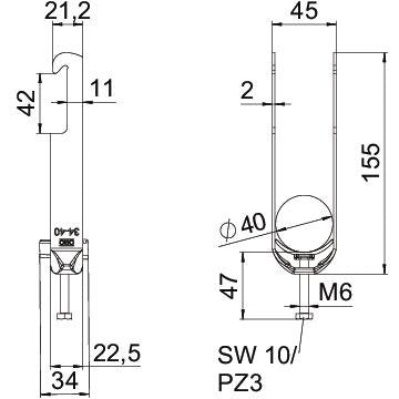 OBO Bettermann - Bügelschelle BS-W2-K-40 FT 4-40mm − 25 Stück