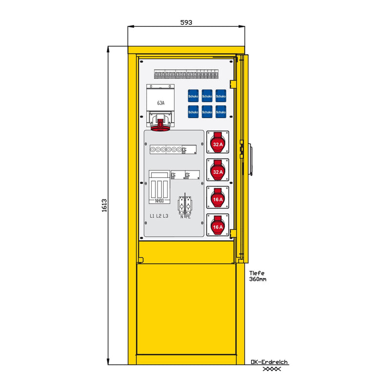 Walther Werke - Baustromverteiler Indus .u. Marktplatzvert. 83215200 mit 3 RCDs TypA,10LS
