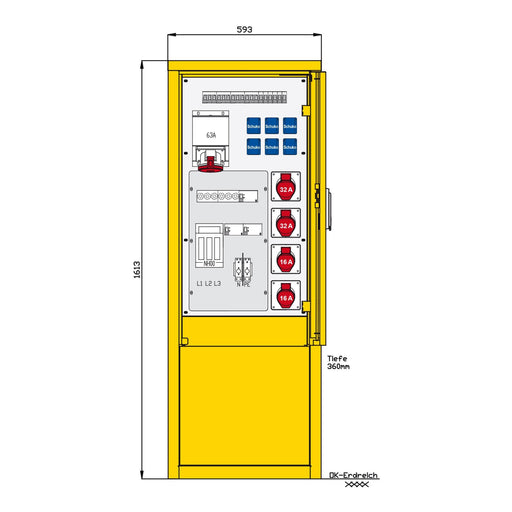 Walther Werke - Baustromverteiler Indus .u. Marktplatzvert. 83215200 mit 3 RCDs TypA,10LS