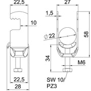 OBO Bettermann - Bügelschelle BS-F1-M-22 A2 16-22mm − 25 Stück