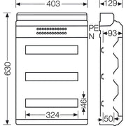 Hensel - Installationskleinverteiler KV 90-Automatengehäuse KV 9354 M 54TE IP65 metr.Vorpr