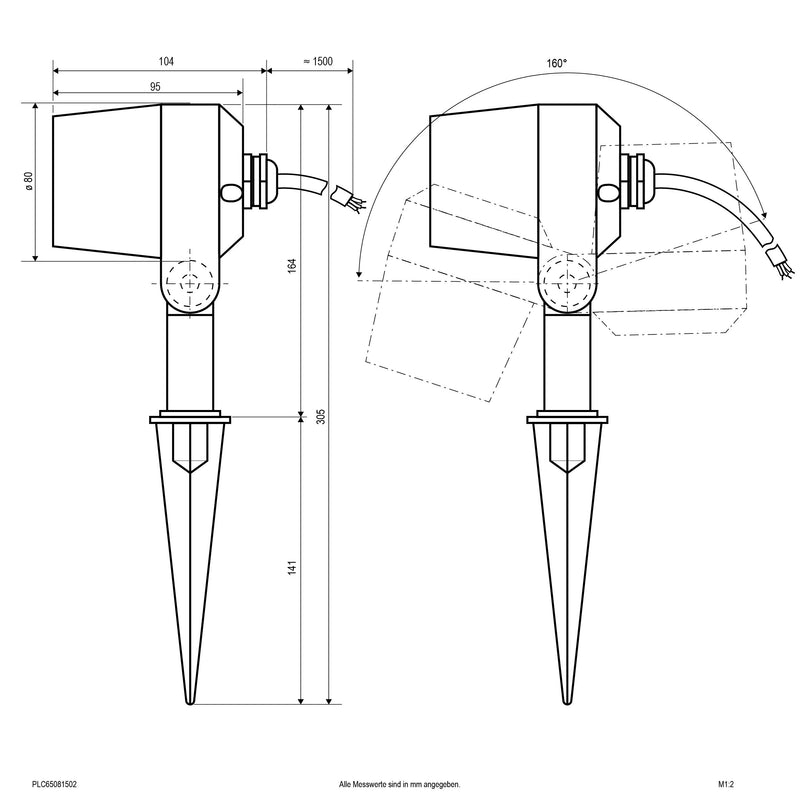 EVN Lichttechnik - Downlight/Strahler/Flutlicht LED-Spot mit Erdspieß PLC65081502 IP65
