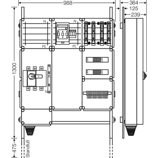 Hensel - Verteilerschrank für Energieversorgung Ladeverteiler Mi EV 22kW 4101 f.4 Ladep. a 22kW