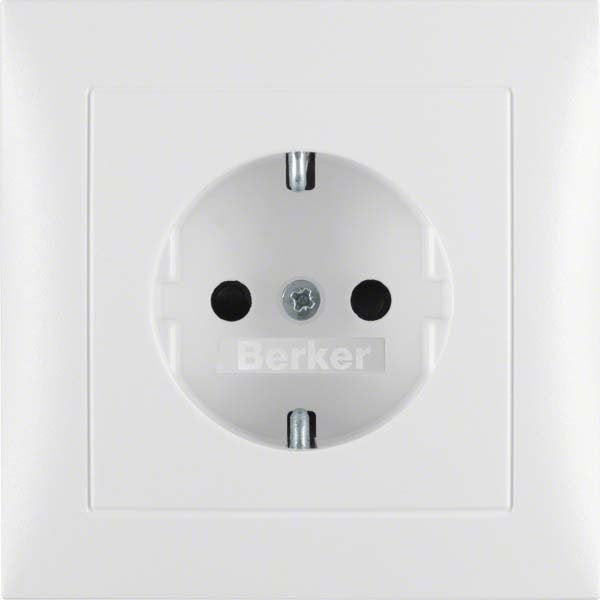 Berker - Steckdose Schuko-Steckdose pws/matt 47429909 mit Abdeckplatte