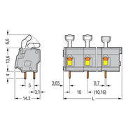WAGO - Leiterplattenklemme 257-653 Drücker,2,5 mm²,grau − 35 Stück