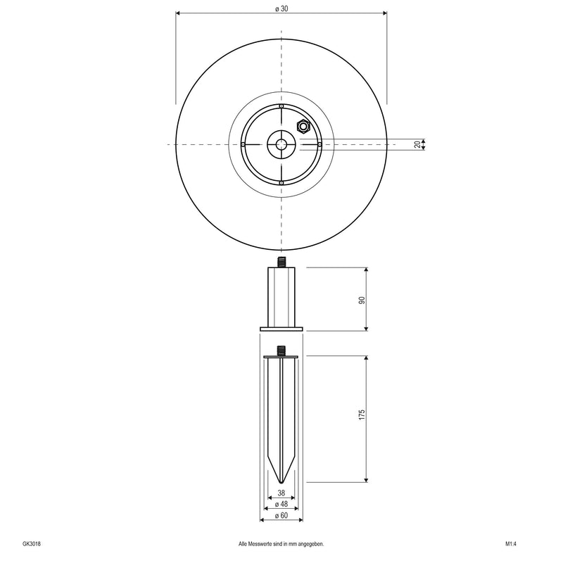 EVN Lichttechnik - Wegeleuchte Kugel-Leuchte D30cm GK3018 E27 40W granitoptik