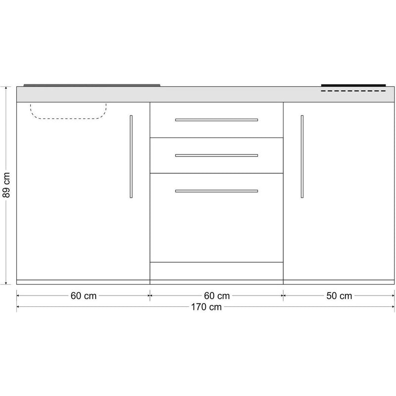 Stengel - Mini-Küche Miniküche Premiumline MPGS170KSGSIKFreBli weiß