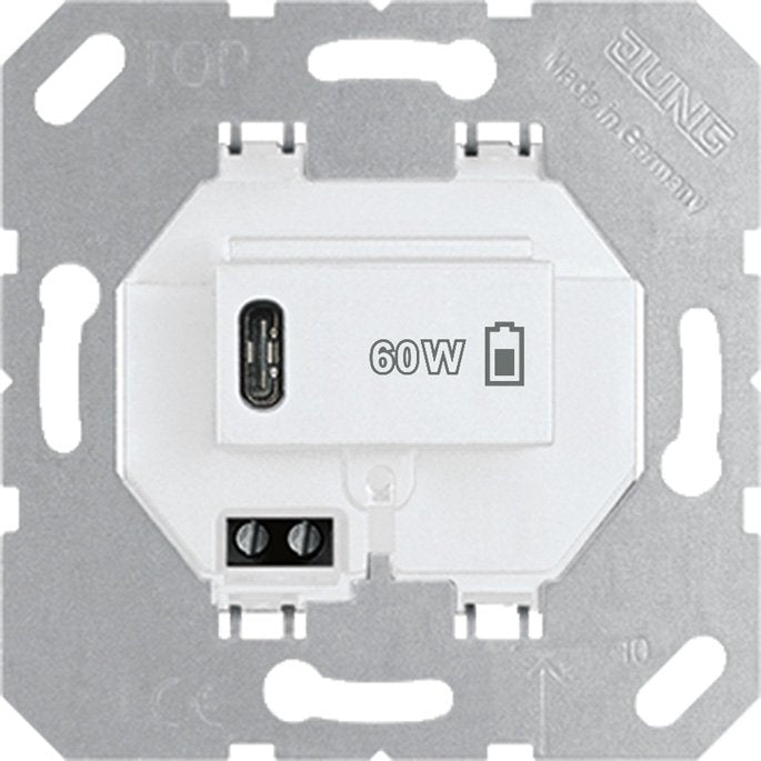 Jung - USB-Spannungsversorgung USB-Ladegerät PD USB PD60 C WW 1xTyp C, alpinweiß − 1 Stück