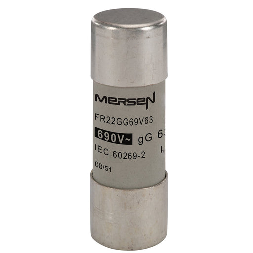 Mersen - Zylindrische Sicherung Sicherungseinsatz zylindr. FR22GG69V63 gG 22x58 63A − 10 Stück