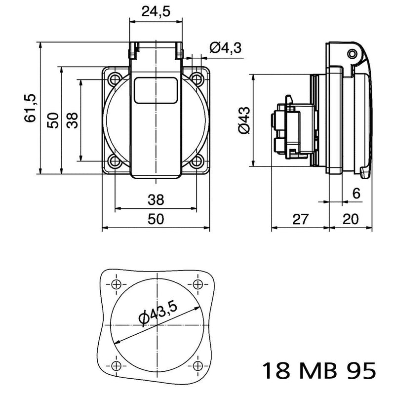 Bals Elektrotech - Schutzkontakt-Anbausteckdose Schutzk. Anbausteckdose 71095 16A IP44 grau