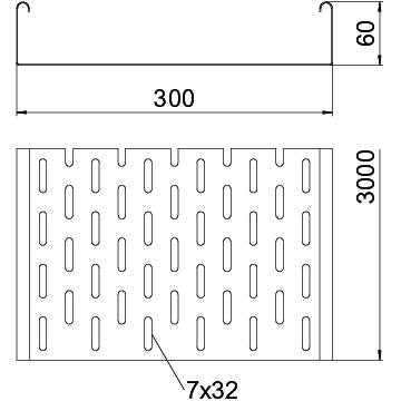OBO Bettermann - Kabelrinne MKS 630 FT 60x300mm − 3 Meter