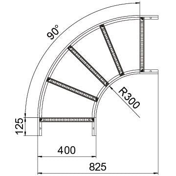 OBO Bettermann - Bogen für Kabelleiter Bogen LB 90 640 R3 FT 90 Grad