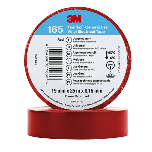3M - Klebeband PVC Elektro-Isolierband Temflex165 rot19X25 165RD6E