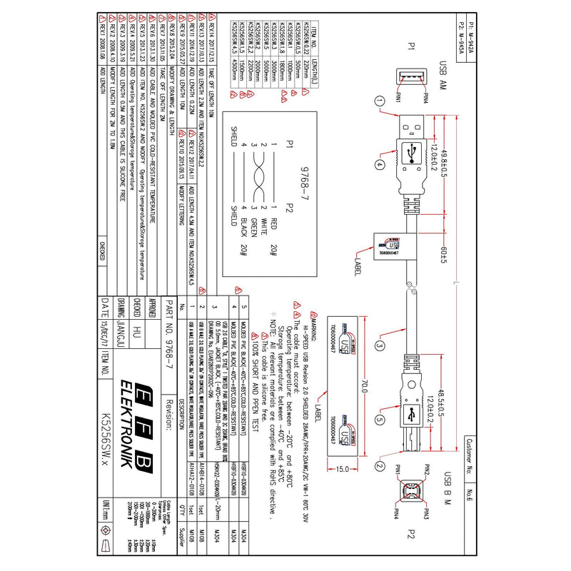 EFB-Elektronik - PC-Kabel USB2.0 Anschlusskabel K5256SW.5 5,0m sw A-B