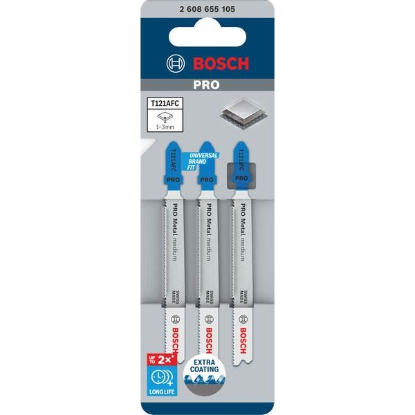 Bosch - Stichsägeblatt PRO Metal medium T121AFC 2608655105VE(3) Stichsägeblatt 92 mm