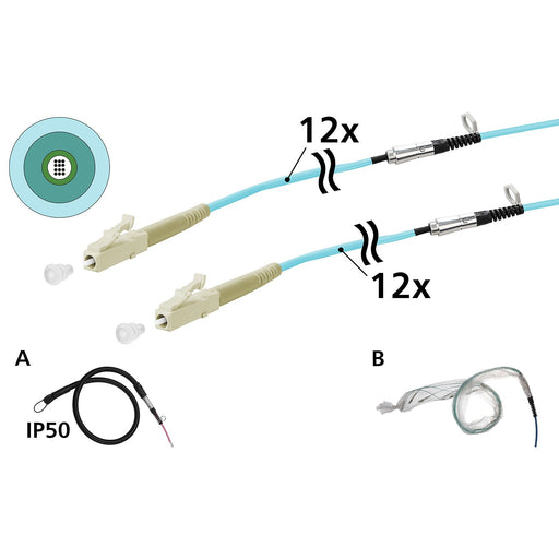 Metz Connect - System-Patchkabel LWL OpDAT VIK Universalkabel 152U125JJ5050G 12xOM3, LC-LC, 50 m