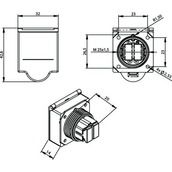 Telegärtner - LWL-Kupplung LWL-Flanschkupplung SM 100007290 2xSC, IP67