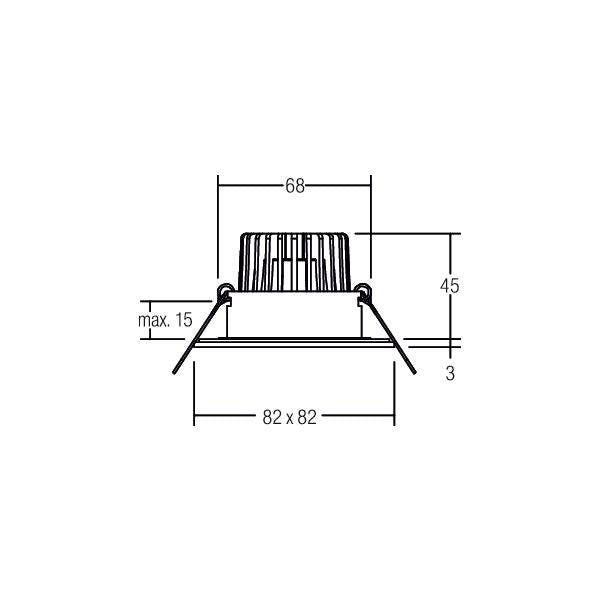Brumberg Leuchten - Downlight/Strahler/Flutlicht LED-Einbaudownlight 230 V 40376083 3000K, quadr