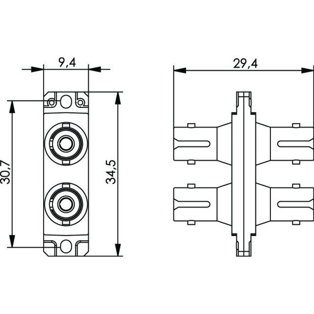 Telegärtner - LWL-Kupplung T-ST-Duplex Kuppl.MM 100007078 Flanschmontage