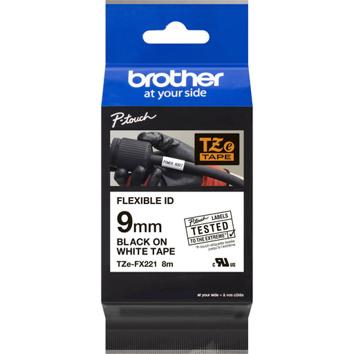 Brother - Schriftband Schriftbandkassette TZe-FX221 BF.weiß/DF.schwarz