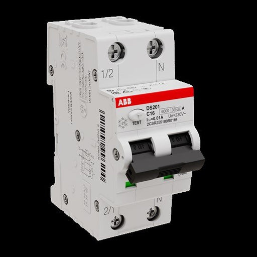 ABB Stotz S&J - Kombination FI-Schalter/Leitungsschutzschalter FI/LS-Schalter DS201A-C16/0,01 6kA, 1p+N