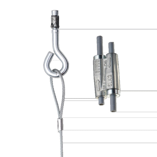 Erico - Drahtseilabhängung SLK mit Bolzenanker SLK15L2WA6 1,5mm Stahlseil,L=2m − 20 Stück