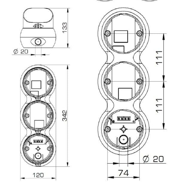 Grothe - Signalampel Ampelmodul 3LE m.Warnl. AMP 8968 LED 12-24VAC/DC