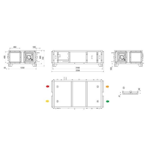 Maico - Lüftungsgerät mit Wärmerückgewinnung gewerblich Kompaktgerät MV4512HLPH RLT1200MV4512HLPH4 1200cbm/h/li/horiz