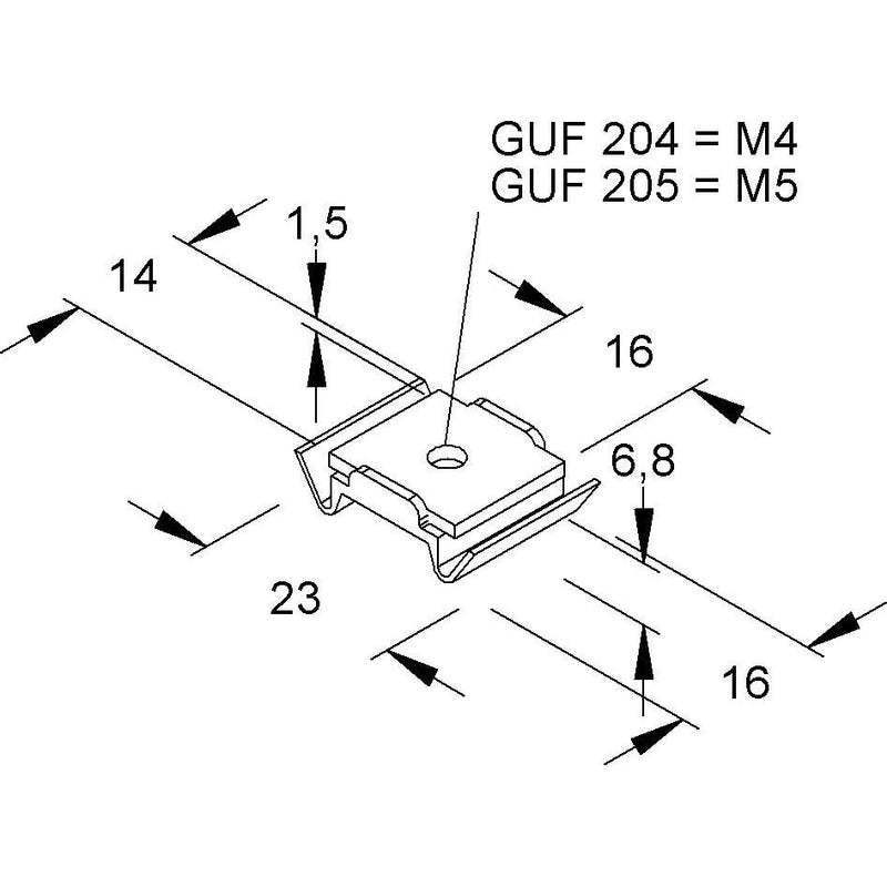 Niedax - Gleitmutter Gleitmuttern GUF 205 − 100 Stück