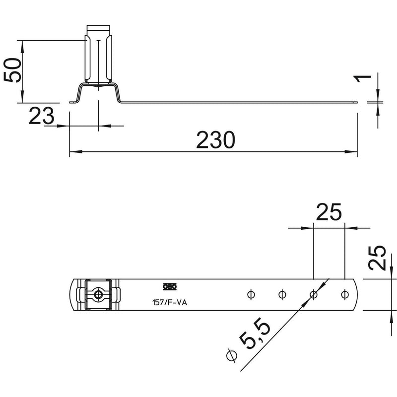 OBO Bettermann - Dachleitungshalter für Blitzschutz Dachleitungshalter 157 F-VA 230 35 35mm − 20 Stück