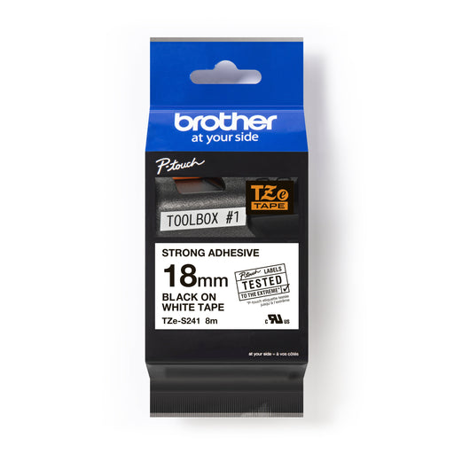 Brother - Schriftband Beschriftungsband TZe-S241 weiß/schwarz 18 mm