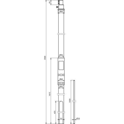 DEHN - Zubehör/Ersatzteile für Erdung und Blitzschutz Stützrohr SRD503500FSP #105513 D 50mm L 3500mm