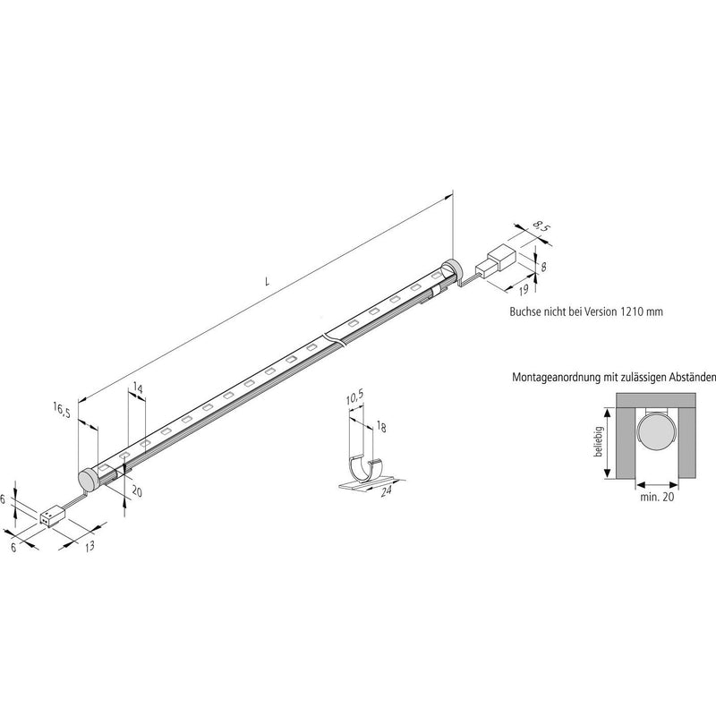 Hera - Decken-/Wandleuchte LED-Linienleuchte LED Pipe 15W xw 610mm alu-eloxiert
