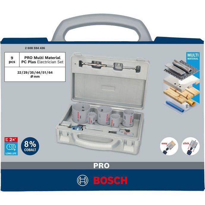 Bosch - Werkzeugset PRO Multi Material PC Plus 2608594436VE(9) Lochsägen-Set 20 29