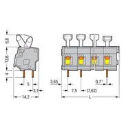 WAGO - Leiterplattenklemme 257-503 Drücker,2,5 mm²,grau − 50 Stück