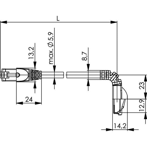 Telegärtner - Patchkabel Kupfer Patchkabel S/FTP 6A 100008492 gb 3,0m 1x90Grd
