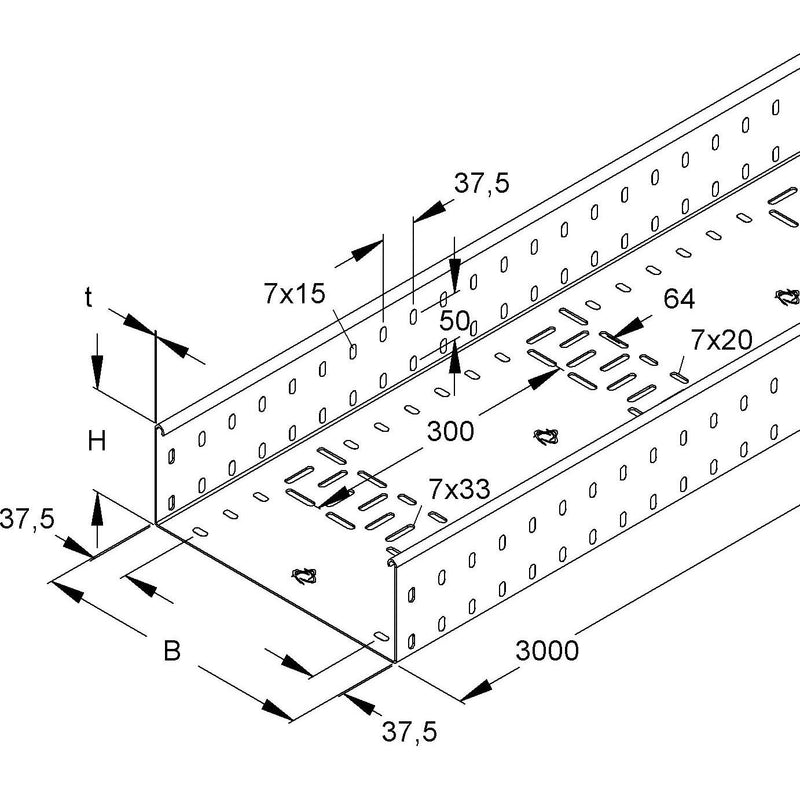Niedax - Kabelrinne schwer RSSKP 110.100 S OV 3m, m.Kombilochung − 3 Meter