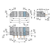 WAGO - Leiterplattensteckverbinder THT-Federleiste gerade 232-738/047-000 Maß 7,5mm,grau − 25 Stück