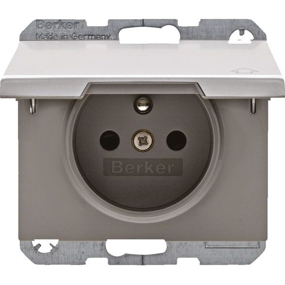 Berker - Steckdose Alu 6768777103 Schutzk./Klappdeckel