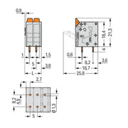 WAGO - Leiterplattenklemme Hebel 2604-3111 4mm²,grau − 30 Stück