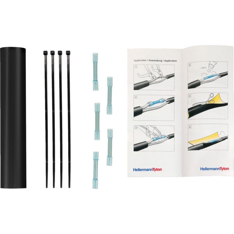 HellermannTyton - Verbindungs-/Übergangsmuffe Kabel-Reparatur-Set LVRK-L-24/6-200POXBK schwarz