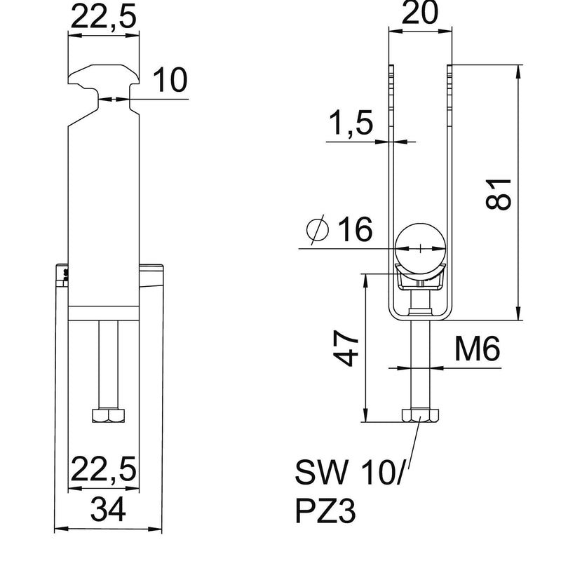 OBO Bettermann - Bügelschelle BS-H3-K-16 ALU 3-fach − 50 Stück