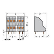 WAGO - Leiterplattenklemme DoppelstockLeiterplattenk. 736-104 2,5mm² − 84 Stück