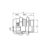 Jacob - Kabelverschraubung K162-1025-00-28 WADI rail M25x1,5 − 50 Stück