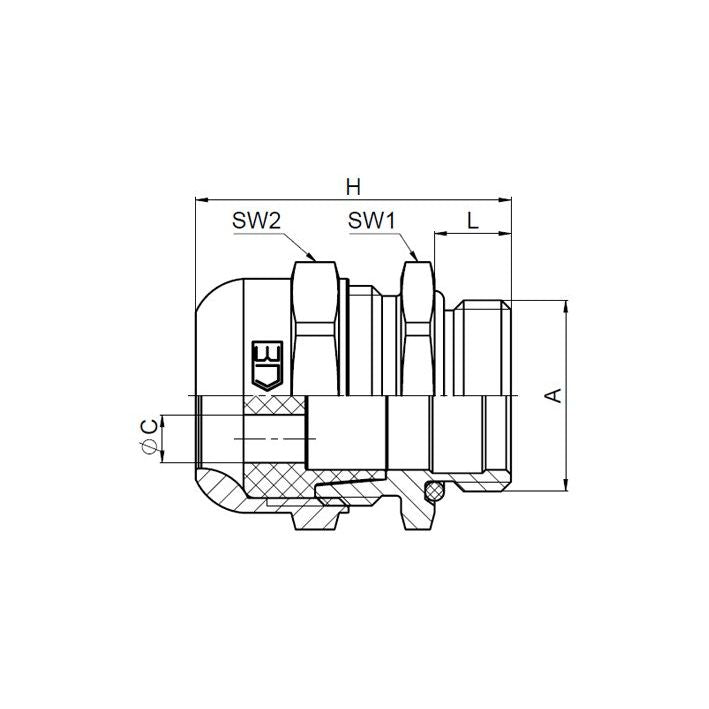 Jacob - Kabelverschraubung K162-1025-00-28 WADI rail M25x1,5 − 50 Stück